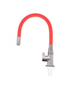 Grifo para cocina monomando cuello ganso flexible rojo Hydra
