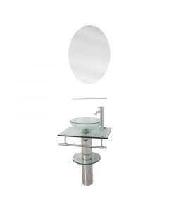 Mueble de baño albany vidrio 60x45x87 cm transparente incluye lavamanos y espejo