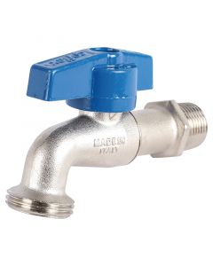 Llave de chorro larga 1/2" NPT x 3/4" NH 1/4 de vuelta coflex