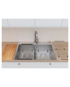 Fregadero acero inoxidable todo en uno montaje dual 2 bateas (83 x 56) cm Aqua Nuova Deluxe