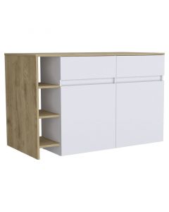 Isla para cocina bari melamina blanco marquez y macadamia (90 x 140 x 70.4) cm