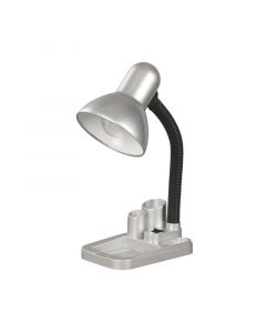 Lámpara escritorio plata portalápiz 1 luz e27 (bombillo se vende por separado)