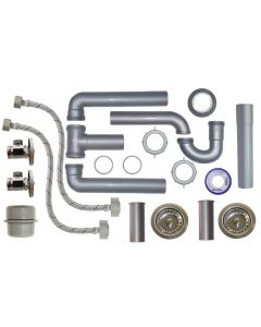 Kit de instalacion de fregadero conector acero inoxidable 2 tanques