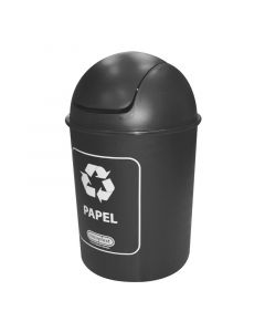 Basurero reciclaje papel 20 l negro cilíndrico