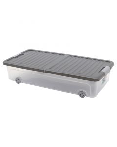 Caja bajo cama transparente con tapa y rodos 35 l (79 x 39 x 17) cm