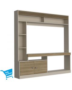 Mueble tv hasta 60" dante melamina fresno europeo y capri 180.6x180x30.3 cm