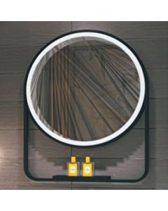 Espejo led 60x60 cm con repisa color negro