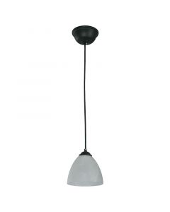 Lámpara colgante de base enroscable negra campana vidrio nevado 1 luz e27