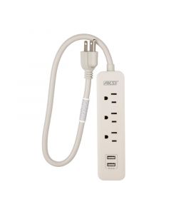 Regleta multicontacto 3 salidas y 2 puertos USB 300 Joules 50 cm
