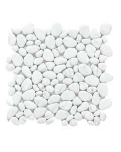 Malla decorativa vidrio reciclado (30 x 30) cm Pebble White Marble