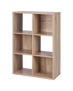 Organizador cubos 6 compartimientos melamina roble 91 x 61 x 29.5 cm