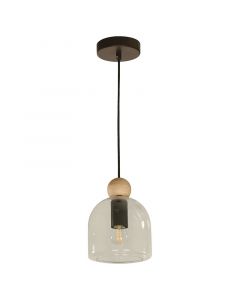 Lámpara colgante 1 luz e27 vidrio/ madera chocolate