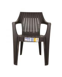 Silla de polipropileno con brazos café Sanchia