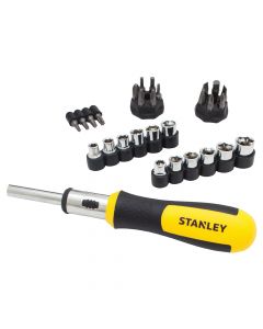 Set de destornillador tipo ratchet con puntas y dados 29 piezas Stanley