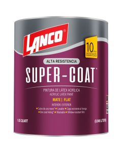 Pintura látex Super-Coat blanco mate 946 mL (1/4 gal) Lanco