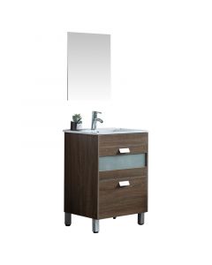 Mueble de baño qatar mdf 60x47x85 cm nogal incluye lavamanos y espejo