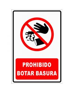 Rótulo Prohibido botar basura vertical