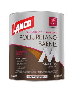 Barniz poliuretano 15 minutos transparente 946 mL (1/4 gal) Lanco