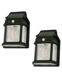 Set 2 lámparas LED solares negras 3 W sensor de movimiento 24542-2