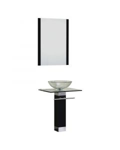 Mueble de baño denver vidrio 60x45x87 cm negro incluye lavamanos y espejo