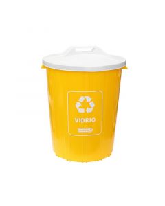 Basurero reciclaje vidrio 71 litros color amarillo