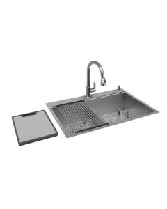 Fregadero acero inoxidable todo en uno montaje dual 2 bateas (83 x 56) cm Aqua Nuova Deluxe