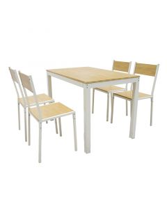 Conjunto madera 4 sillas color beige