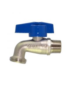 Llave de chorro corta (12.7 x 19.05) cm (1/2" NPT x 3/4" NH) 1/4 de vuelta coflex