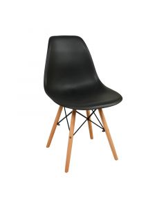 Silla decorativa eiffel plástico base madera haya negro soporta 150 kg