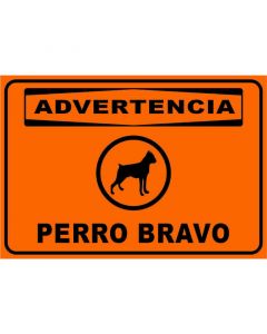 Rótulo Advertencia perro bravo horizontal