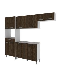 Mueble de cocina acacia 197.8x231x40.3 blanco/nogal