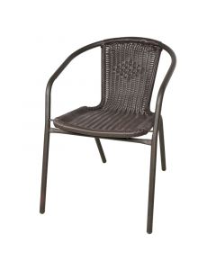 Silla acero tipo mimbre café basic living