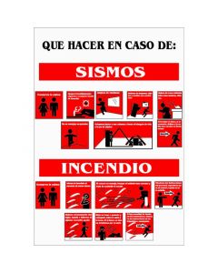 Rótulo Qué hacer sismo incendio vertical