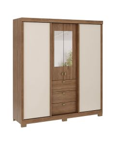 Armario MDP freijo con Off White con espejo (200 x 180 x 52) cm