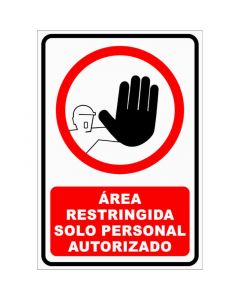 Rótulo Área restringida personal autorizado vertical