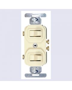 Interruptor doble de palanca color marfil 15a 125v