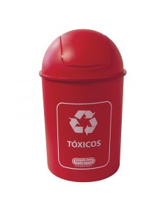 Basurero reciclaje tóxicos 20 litros color rojo cilíndrico