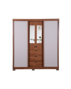 Armario MDP freijo con Off White con espejo (200 x 180 x 52) cm