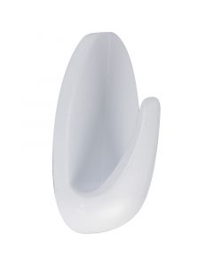 Gancho adhesivo plástico ovalado blanco blíster 3 unidades