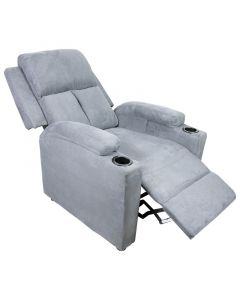 Sillón reclinable gris con portavasos