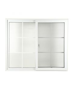 Ventana francesa pvc blanco corrediza con vidrio claro 100x100 cm