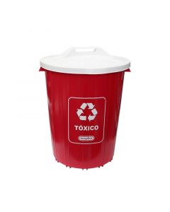 Basurero reciclaje tóxicos 71 litros color rojo