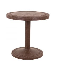 Mesa coctelera circular polipropileno ratán café (71 x 71 x 71) cm Megaplast