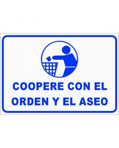Rótulo Coopere orden aseo horizontal