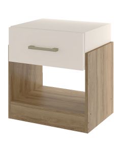 Mesa de noche MDP café claro con blanco (47 x 37.8 x 51.2) cm