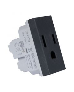 Tomacorriente sencillo 2 polos + tierra 127 V 15 A 2 módulos negro Bticino Matix Go