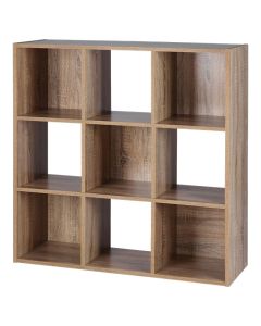 Organizador cubos 9 compartimientos melamina roble 91 x 91 x 29.5 cm