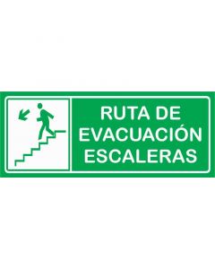 Rótulo Ruta de evacuacion izquierda gradas