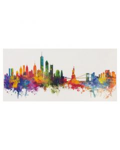 Sticker decorativo figura horizonte de new york en colores