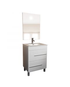 Mueble de baño lacado 61x85x47 cm blanco incluye espejo
